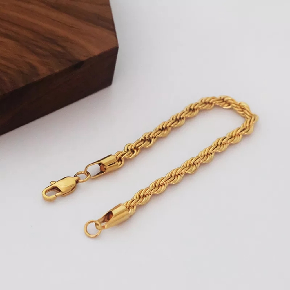 5mm Think Twisted Cable Chain Bracelet - Picture 4 of 6